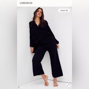 Free People Hailee Black Knit Lounge Set